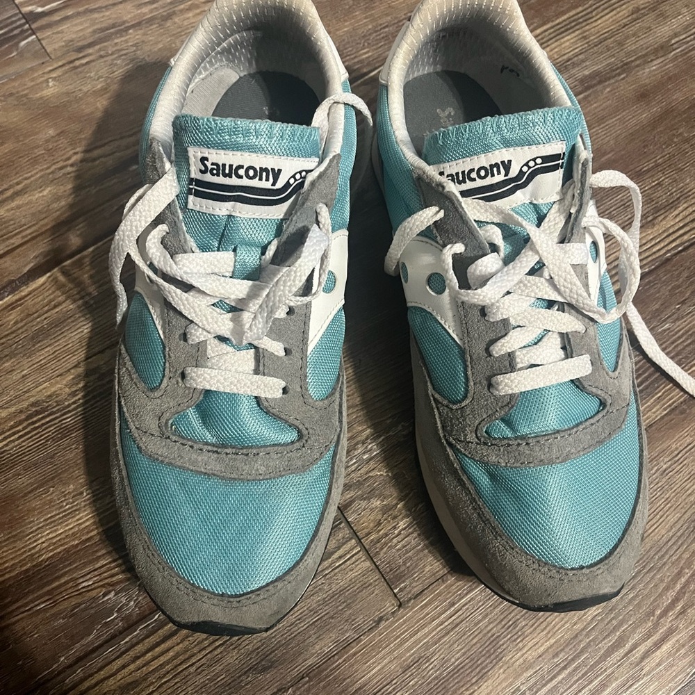 Saucony Aqua and Gray Running Shoes